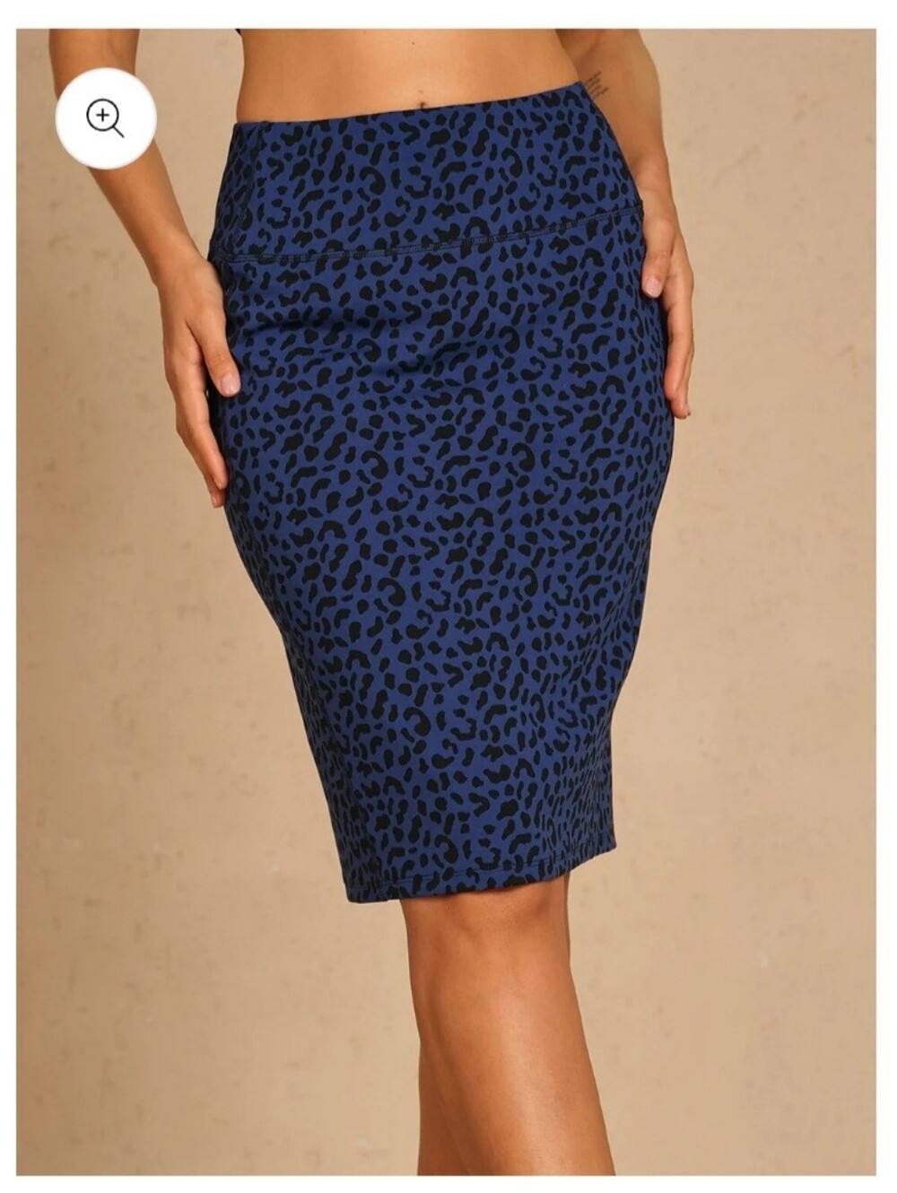 Blue Leopard Print Pencil Skirt. Medium